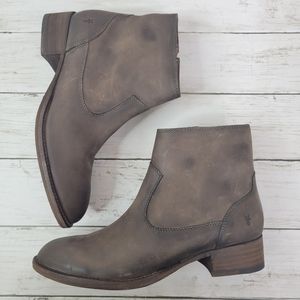 FRYE brown leather booties gently used
